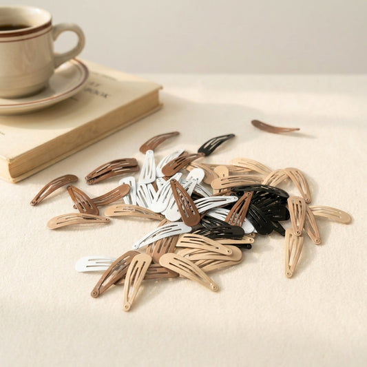 40 Pack Black 2 Inch Metal Snap Hair Clips