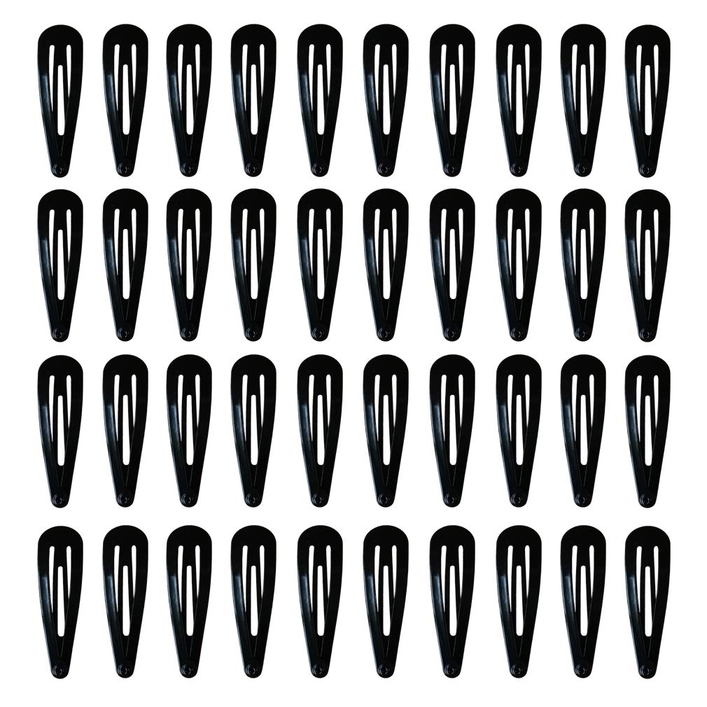 40 Pack Black 2 Inch Metal Snap Hair Clips