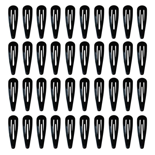 40 Pack Black 2 Inch Metal Snap Hair Clips