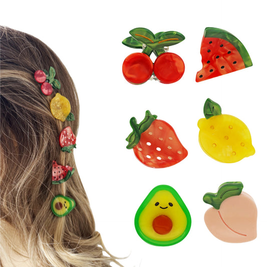6 Pack Fruit Hair Claw Clips