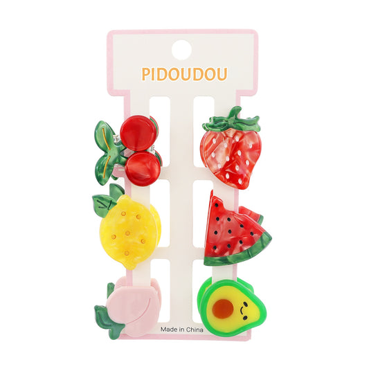 6 Pack Fruit Hair Claw Clips