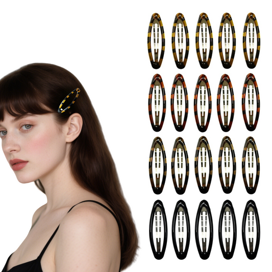 20 Pack 2.8 Inch Oval Shape Metal Snap Hair Clips