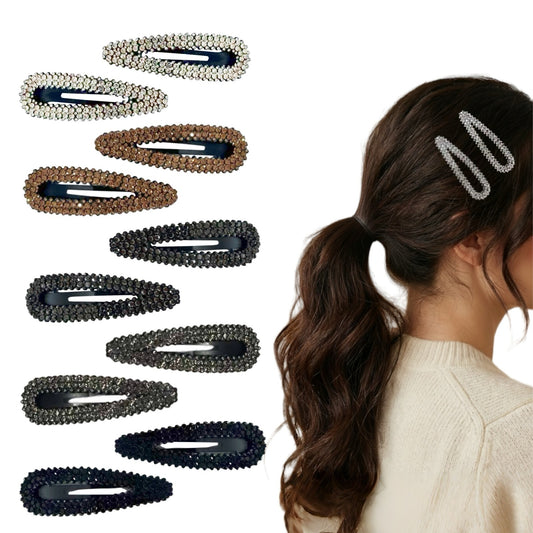 10 Pack Rhinestone Snap Hair Clips