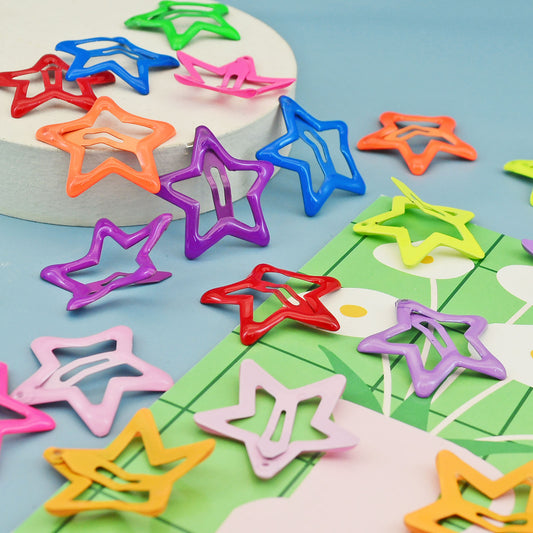 10 Pack Star Hair Clips Glow in Dark
