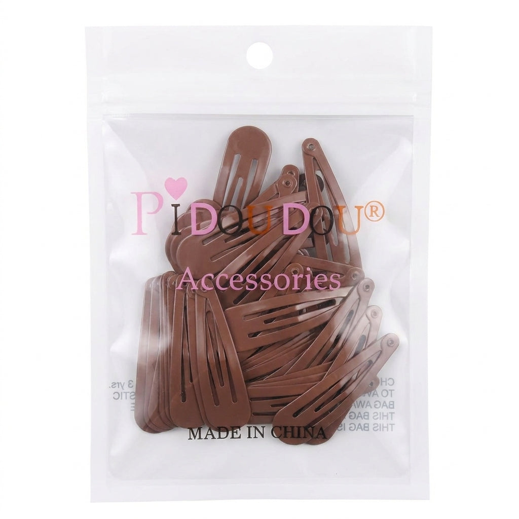 40 Pack Black 2 Inch Metal Snap Hair Clips